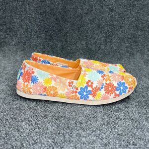 Toms Alpargata Shoes Women's Size 9.5 Orange Colorful‎ Wildflower Slip On Flats